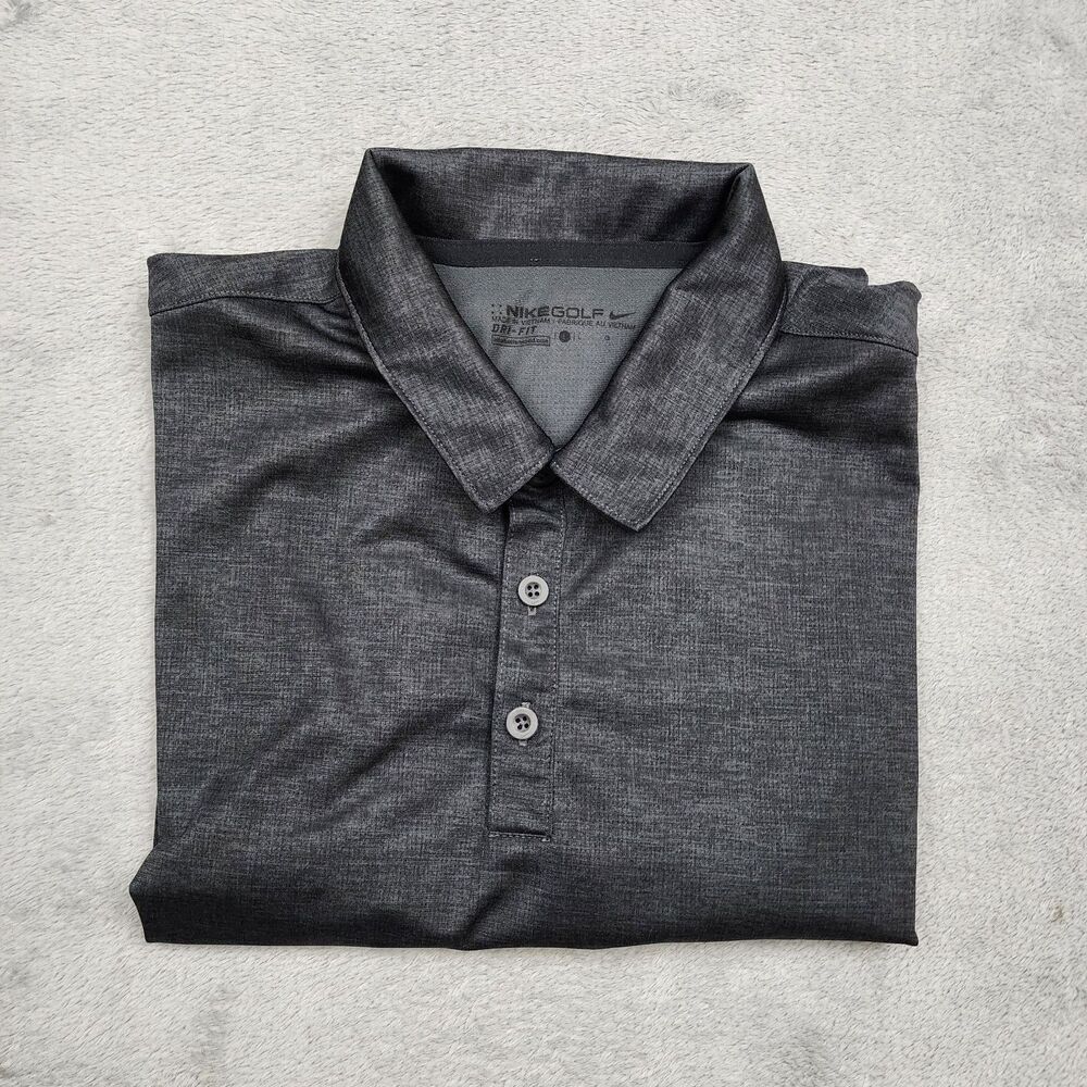 Nike Golf Mens L Dri Fit Polo Black 100% Polyester Performance Golf Shirt